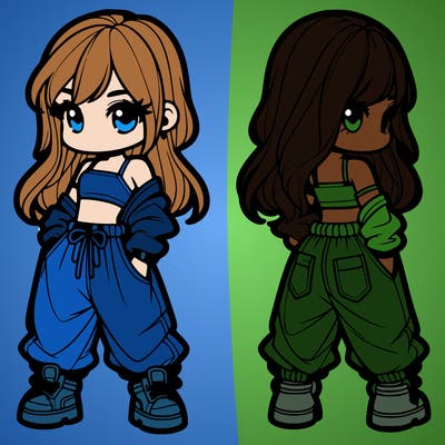 girl in crop top and baggy pants