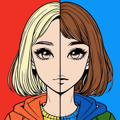 split realistic girl