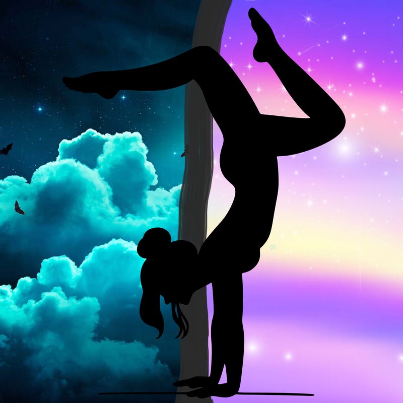 a woman doing a handstand