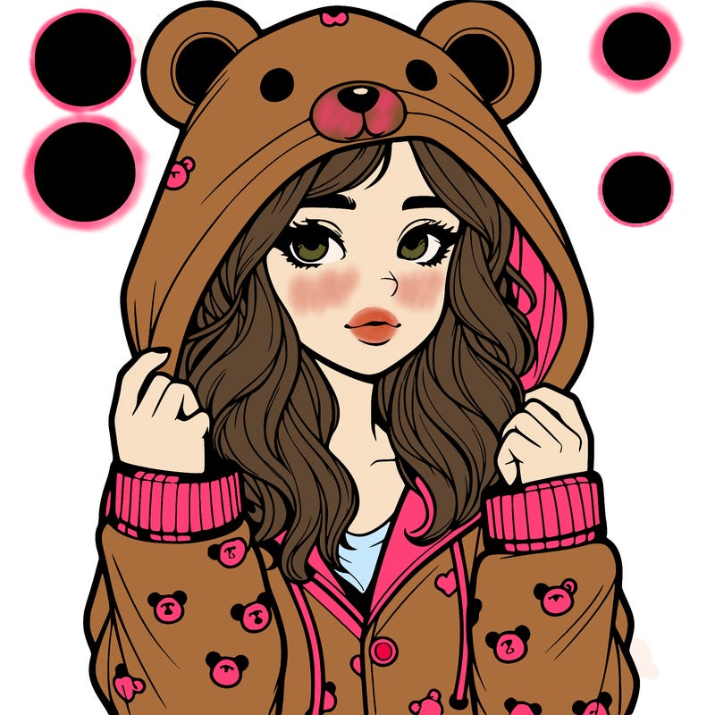realistic girl in a animal pjs hoodie