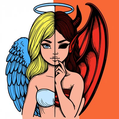 realistic angel half demon