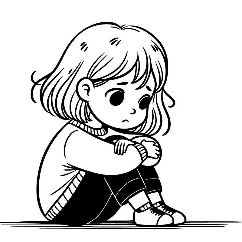 a girl sitting sad