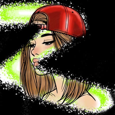 realistic  girl with a backwards hat