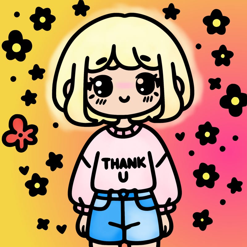 a girl wearing a shirt saying thank u
