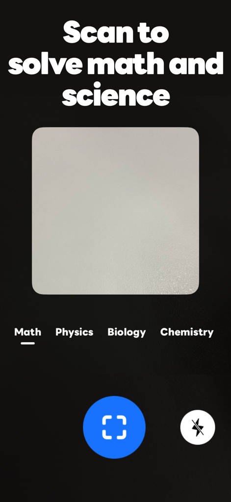 Dynamic Lyrics 2.0-Play in Car - Interface of the Scan-to-Solve feature for math physics biology and chemistry problems