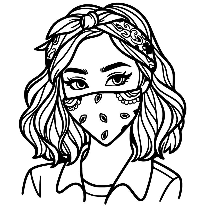 woman with bandana around face
