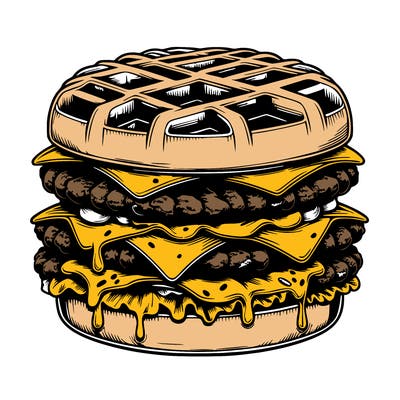 realistic waffle burger