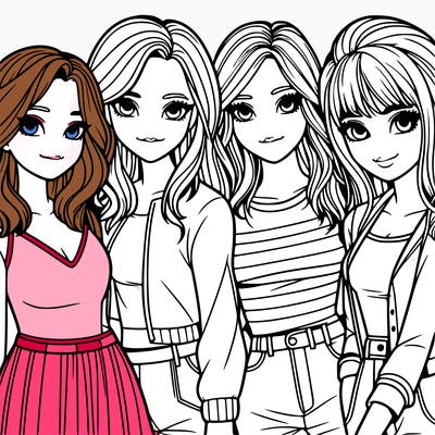 a group of girls realistic