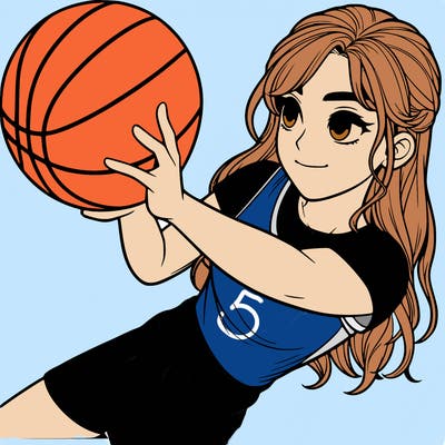 realistic girl playing basketball