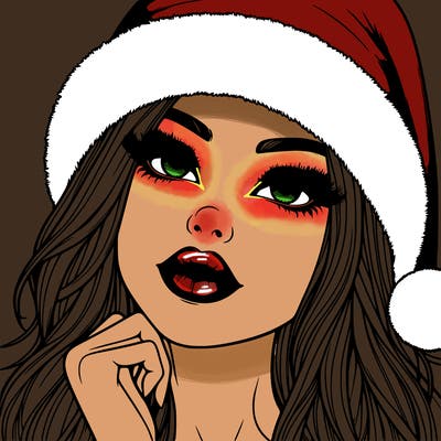 realistic christmas girl with lips