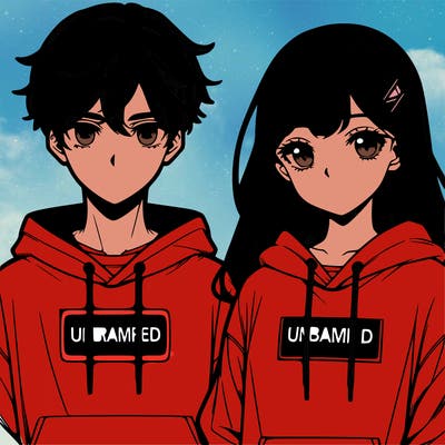 manga guy and girl wearing nike hoodies