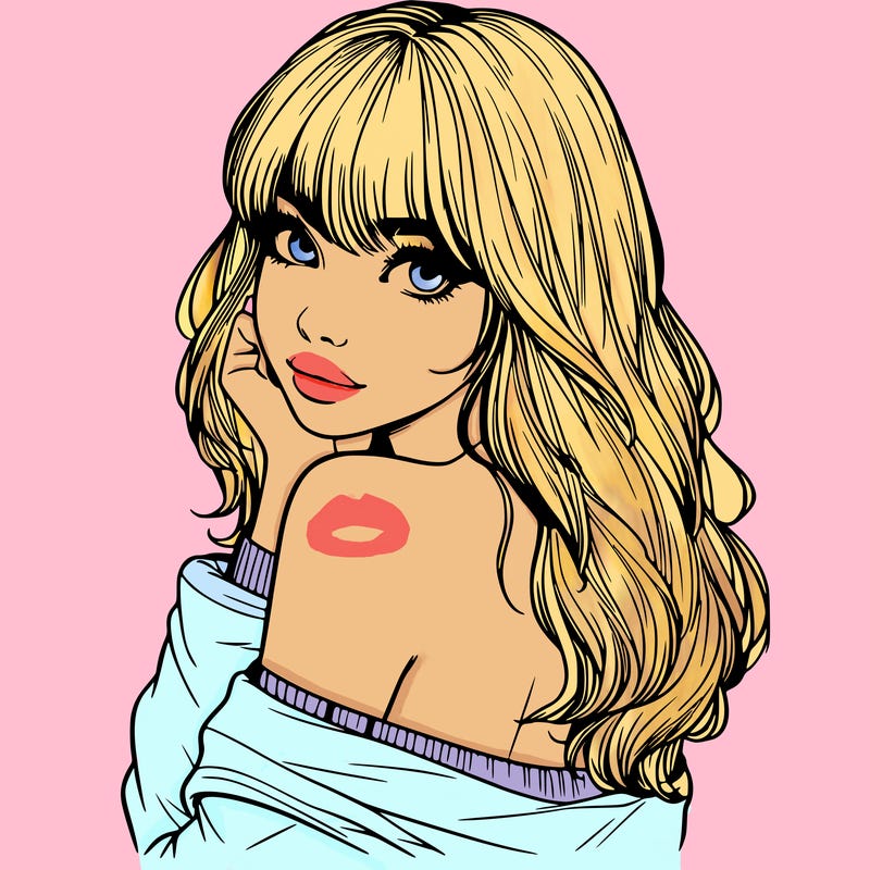 realistic girl with bangs looking over her shoulder