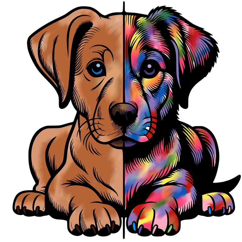 realistic dog split picture