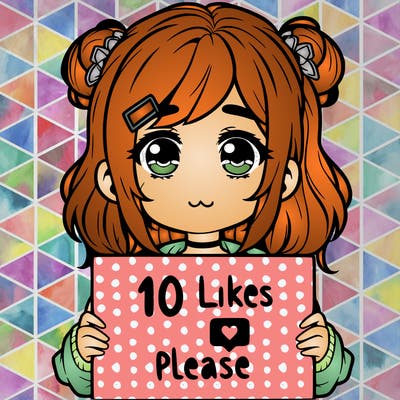 a girl with a sign saying 10 likes please