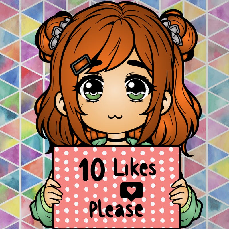 a girl with a sign saying 10 likes please