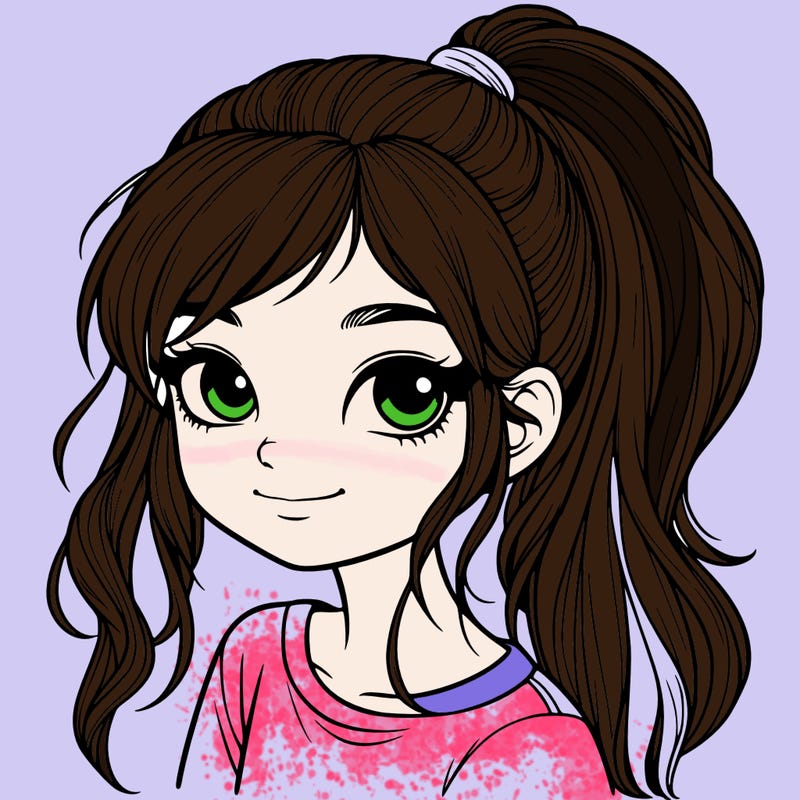 realistic girl with ponytail