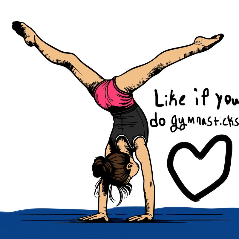 realistic gymnastic hand stand girl in four splits