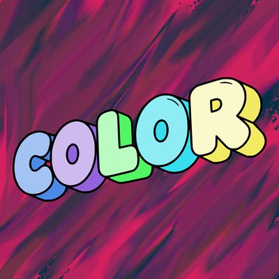 a sign that says color in bubble writing