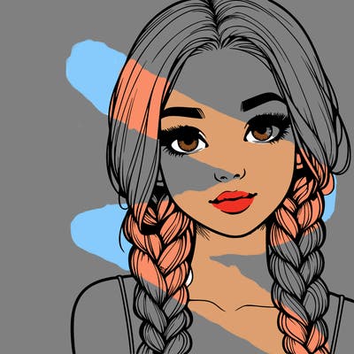 realistic girl with braids