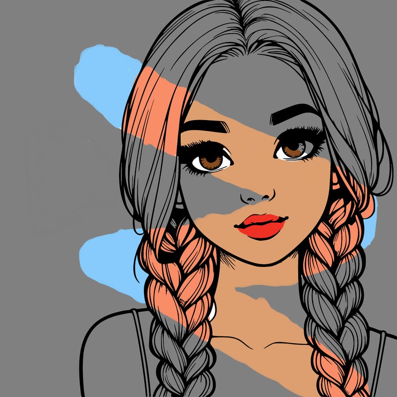 realistic girl with braids