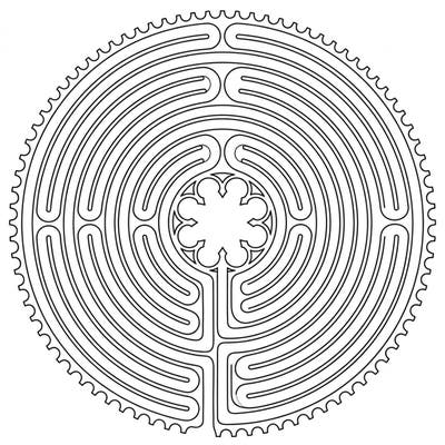 Journey into tranquility with this intricate Chartres Labyrinth coloring page, inspired by the iconic medieval design. Perfect for adults seeking a mindful and rewarding creative escape.