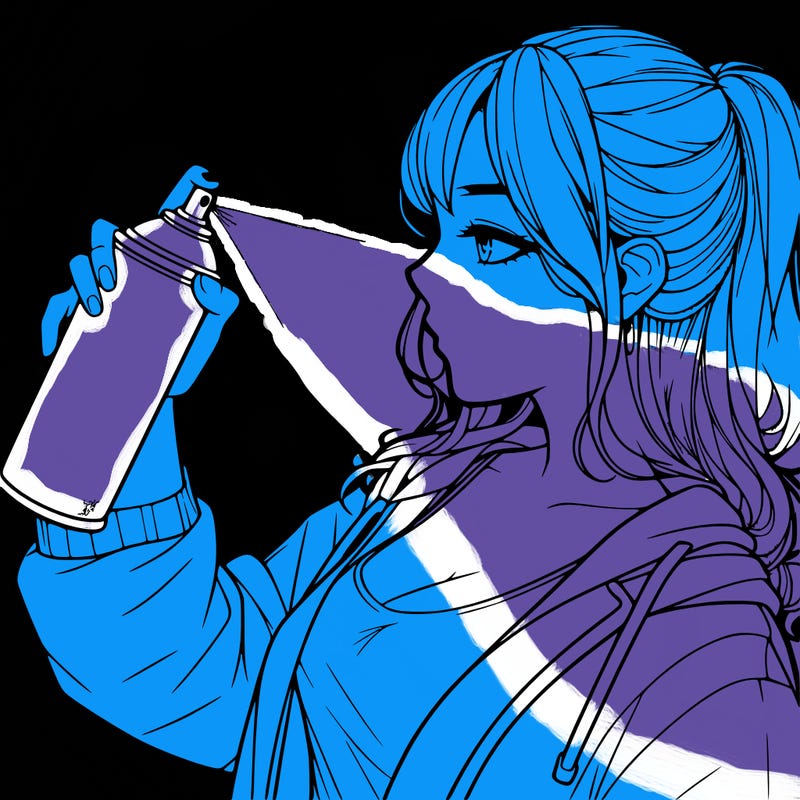 a realistic girl spray, painting