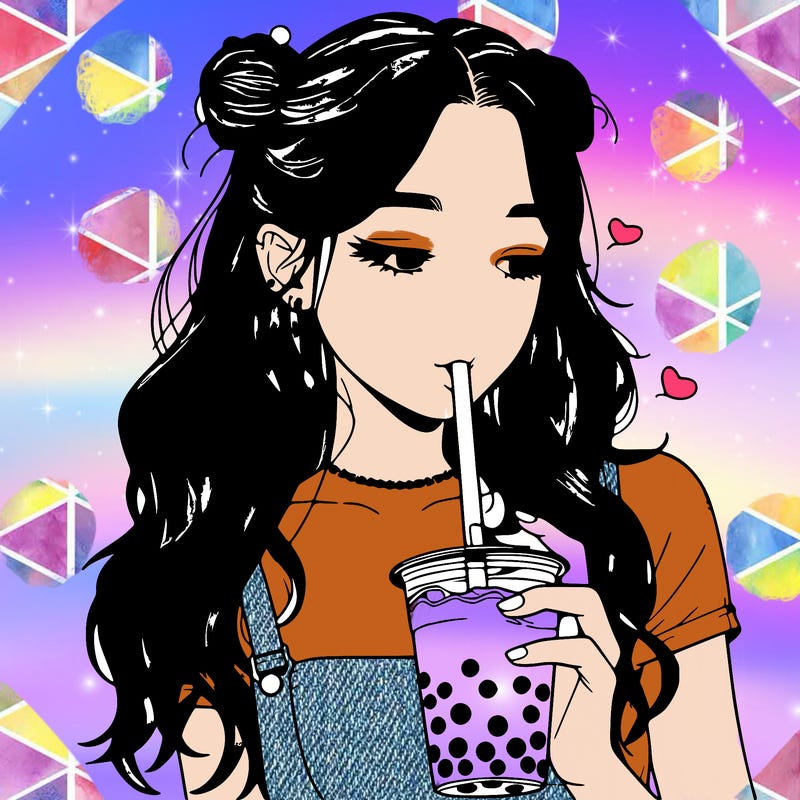 aesthetic realistic girl with boba