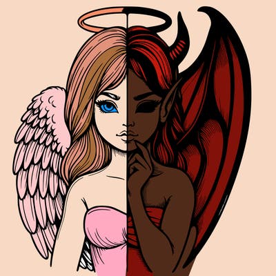 realistic angel half demon