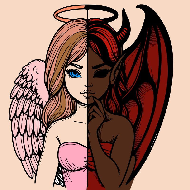 realistic angel half demon