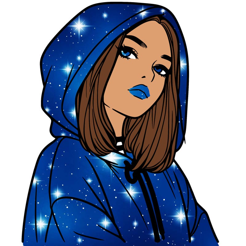 a realistic girl in a hoodie