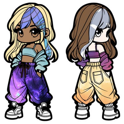 girl in crop top and baggy pants