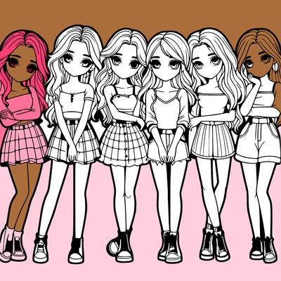 a group of girls realistic