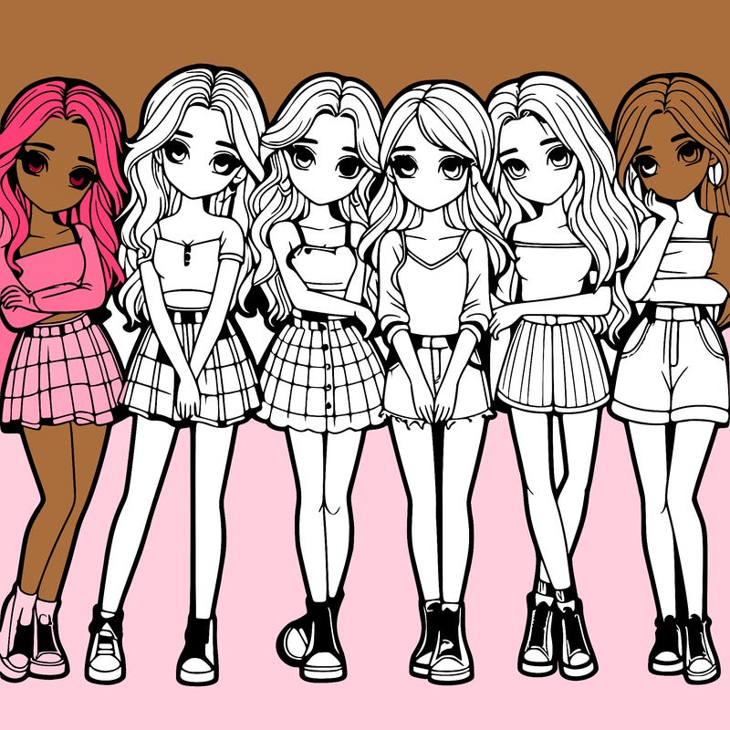 a group of girls realistic