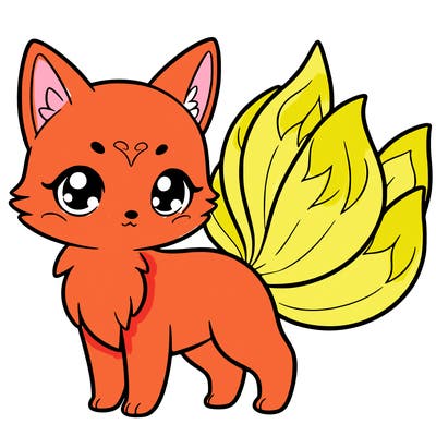 a cute nine-tailed fox