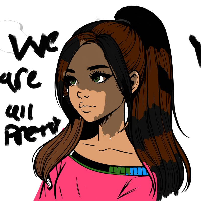 realistic girl with a high ponytail