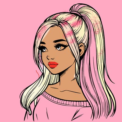 realistic girl with a high ponytail