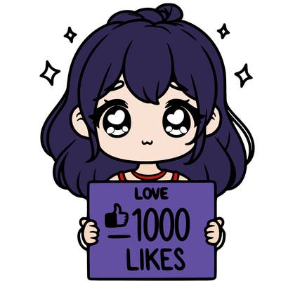 cute girl with sign asking for 100 likes