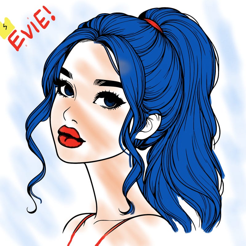 realistic girl with a ponytail on her hair and lips