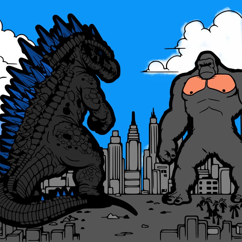 a scary godzilla vs.   king kong
