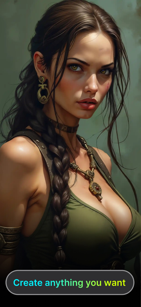 A photorealistic AI generated portrait of a female character in fantasy clothing and ornate jewelry