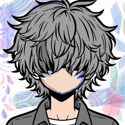 manga boy fluffy hair covering his eyes