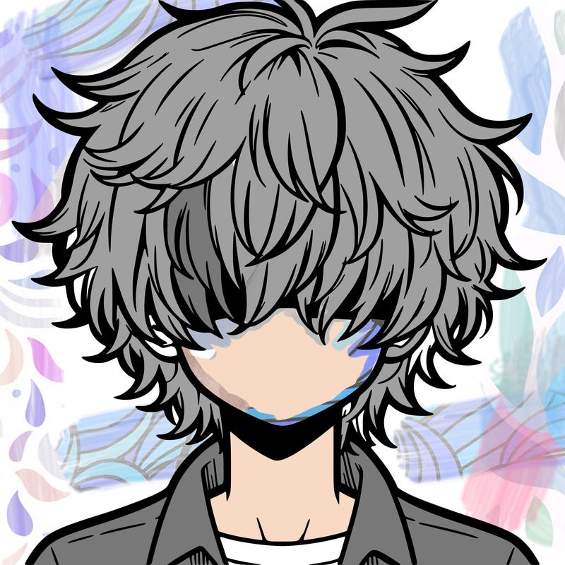 manga boy fluffy hair covering his eyes