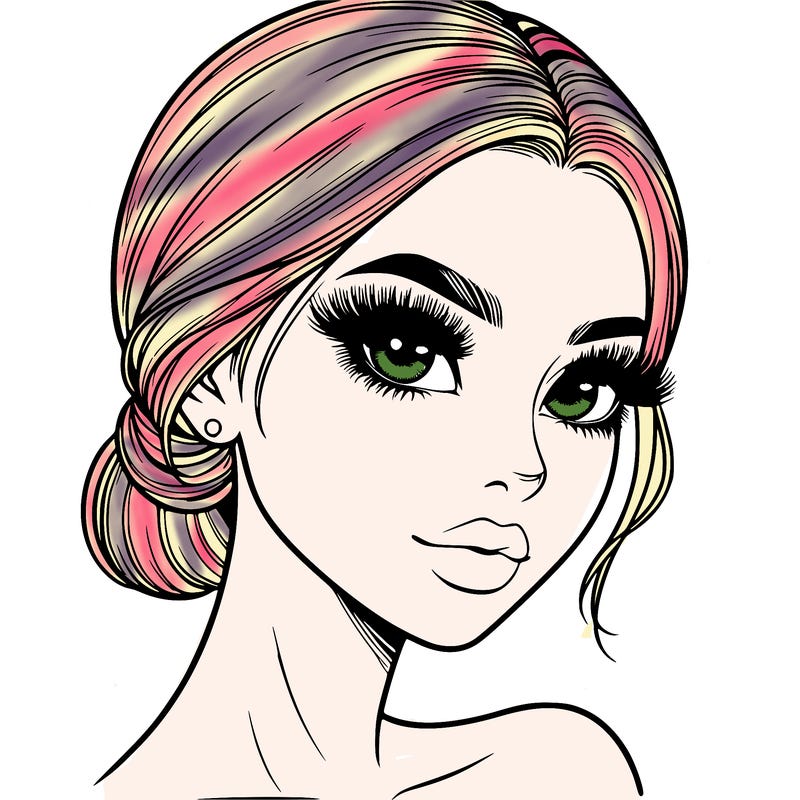 realistic girl with lashes