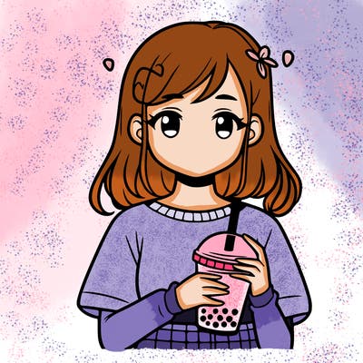 a girl holding a boba cup with emphasized