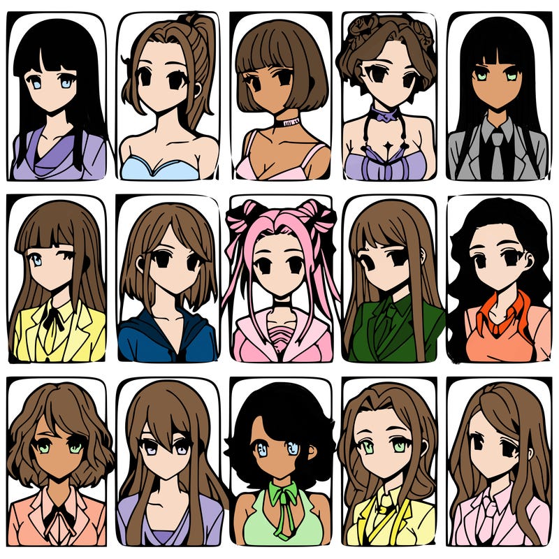 girls that look diffrent anime