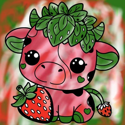 cute strawberry cow