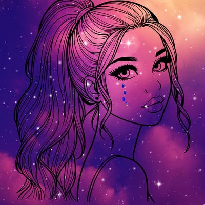 realistic pretty girl with high pony tail