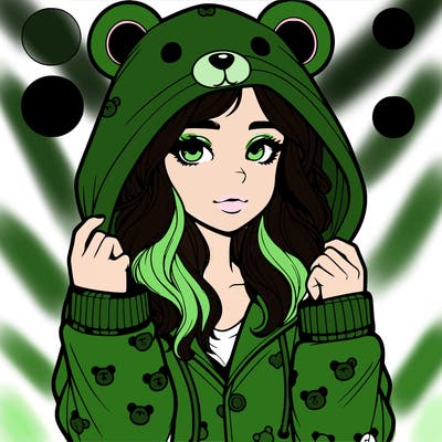 realistic girl in a animal pjs hoodie