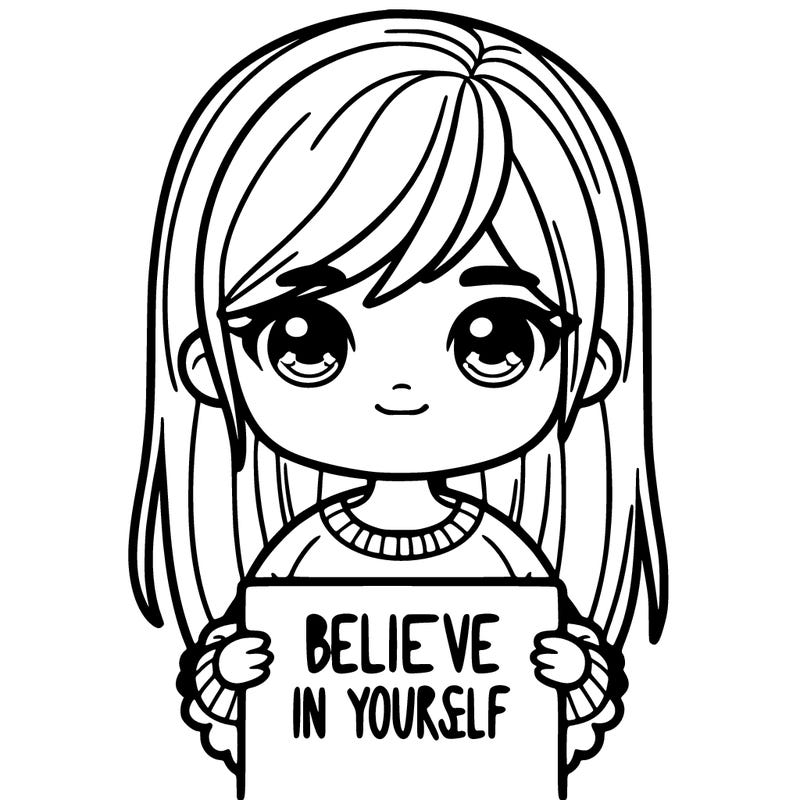 a girl holding a believe in yourself sign