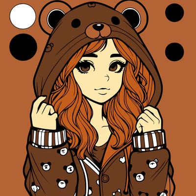 realistic girl in a animal pjs hoodie